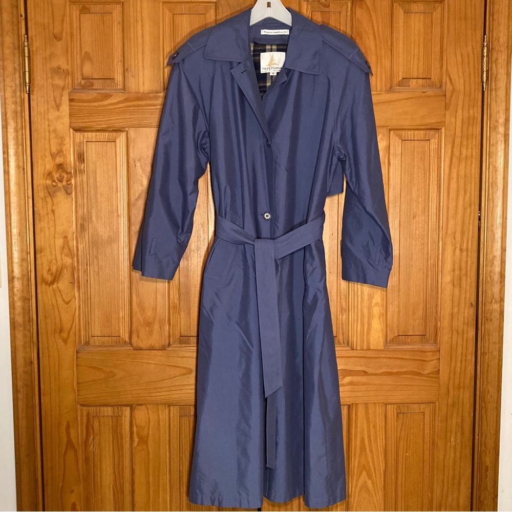 EUC Misty Harbor Vintage 80s Trench Coat Removable Liner Blue Size 10